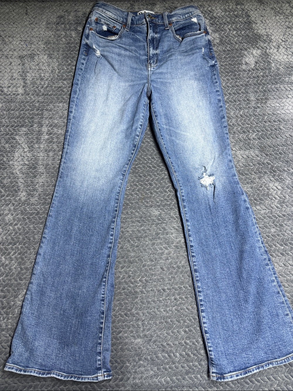 Daze Classic Blue Flare Jeans with Light Distressing